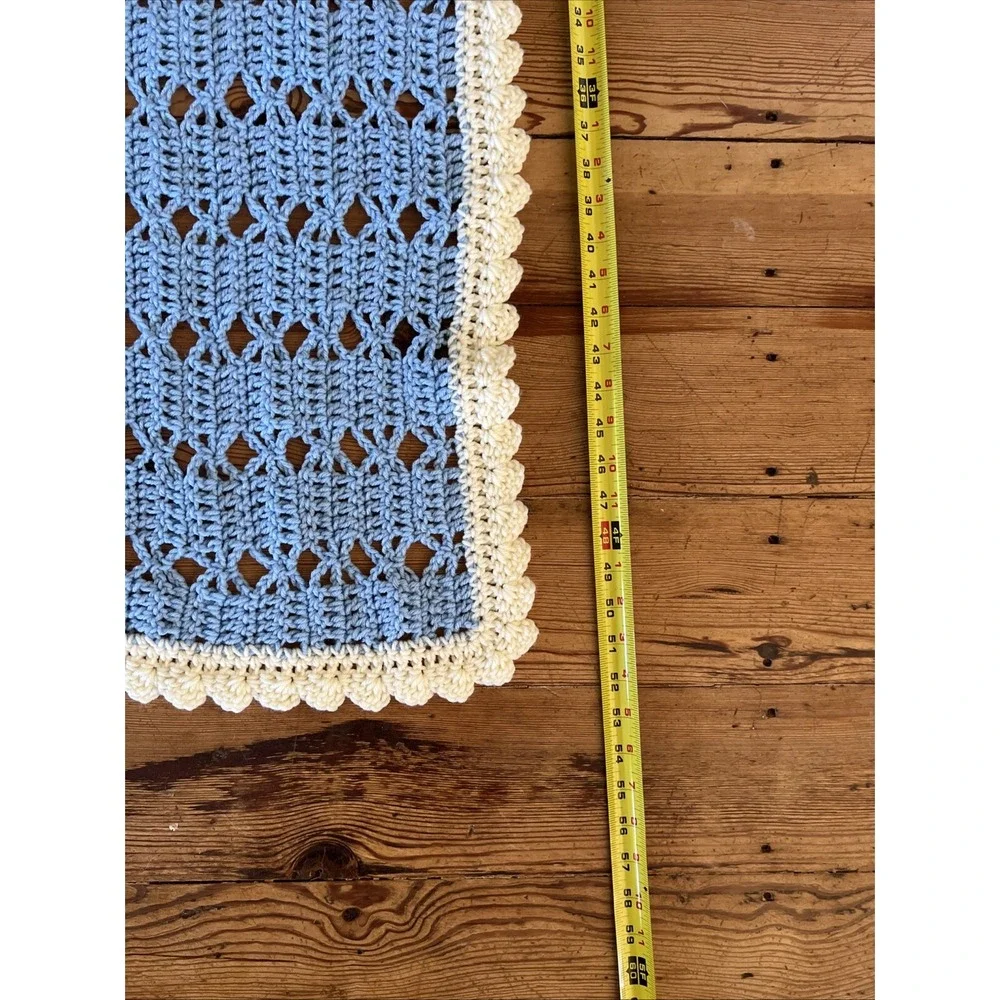 Handmade Crochet Afghan Baby Blanket Green Yellow Throw Granny Square